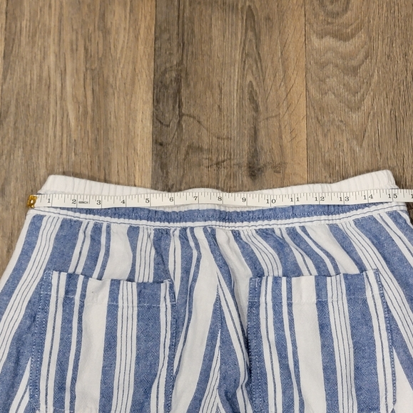Blue/white striped linen casual trousers - Picture 6 of 8